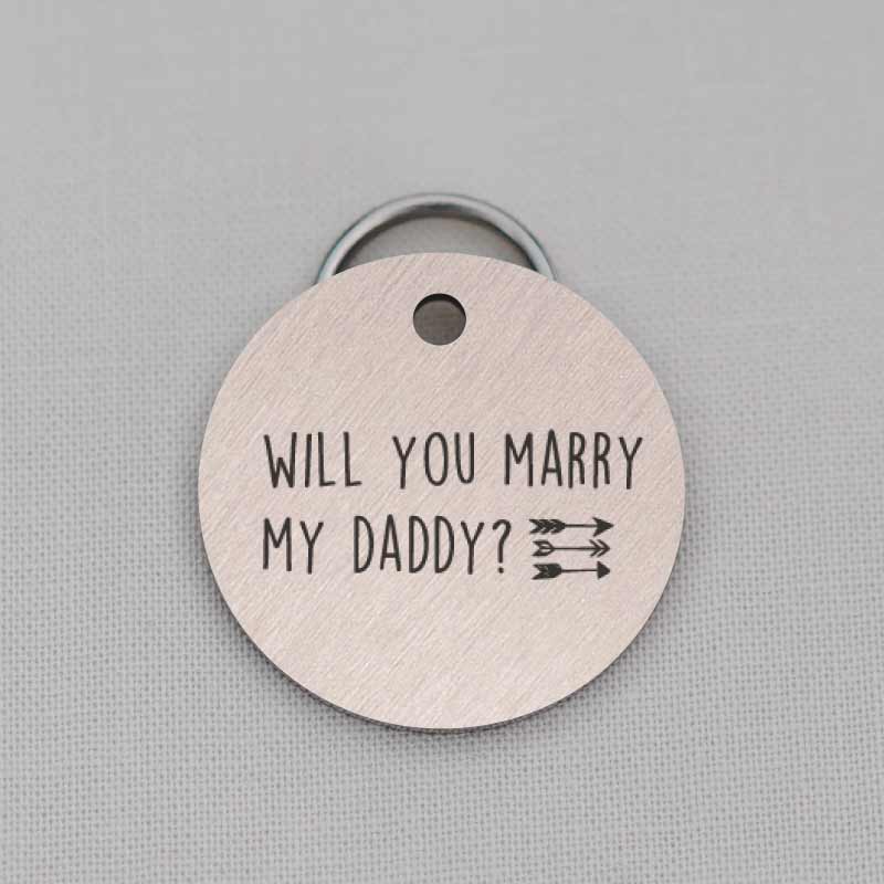 Pet ID Tag, Cute Dog Tag, Round, Proposal Will You Marry Me, LPTC10111