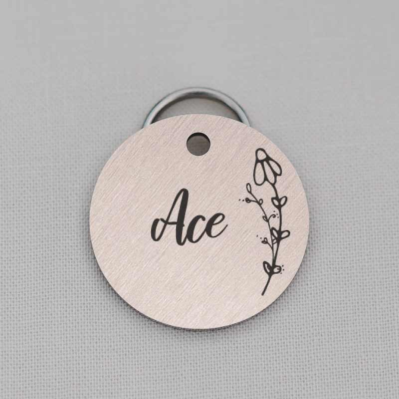 Floral Pet ID Tag, Modern Dog Tag, Double Sided, LPTC10222