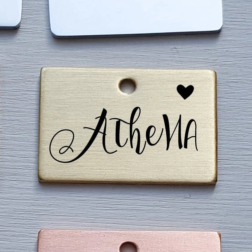 Engraved Rectangle Dog Tag, Brass Pet ID, Double Sided, Custom Name, Personalized Gift, Metal, For Collar, Modern, For Christmas, LPTC10062