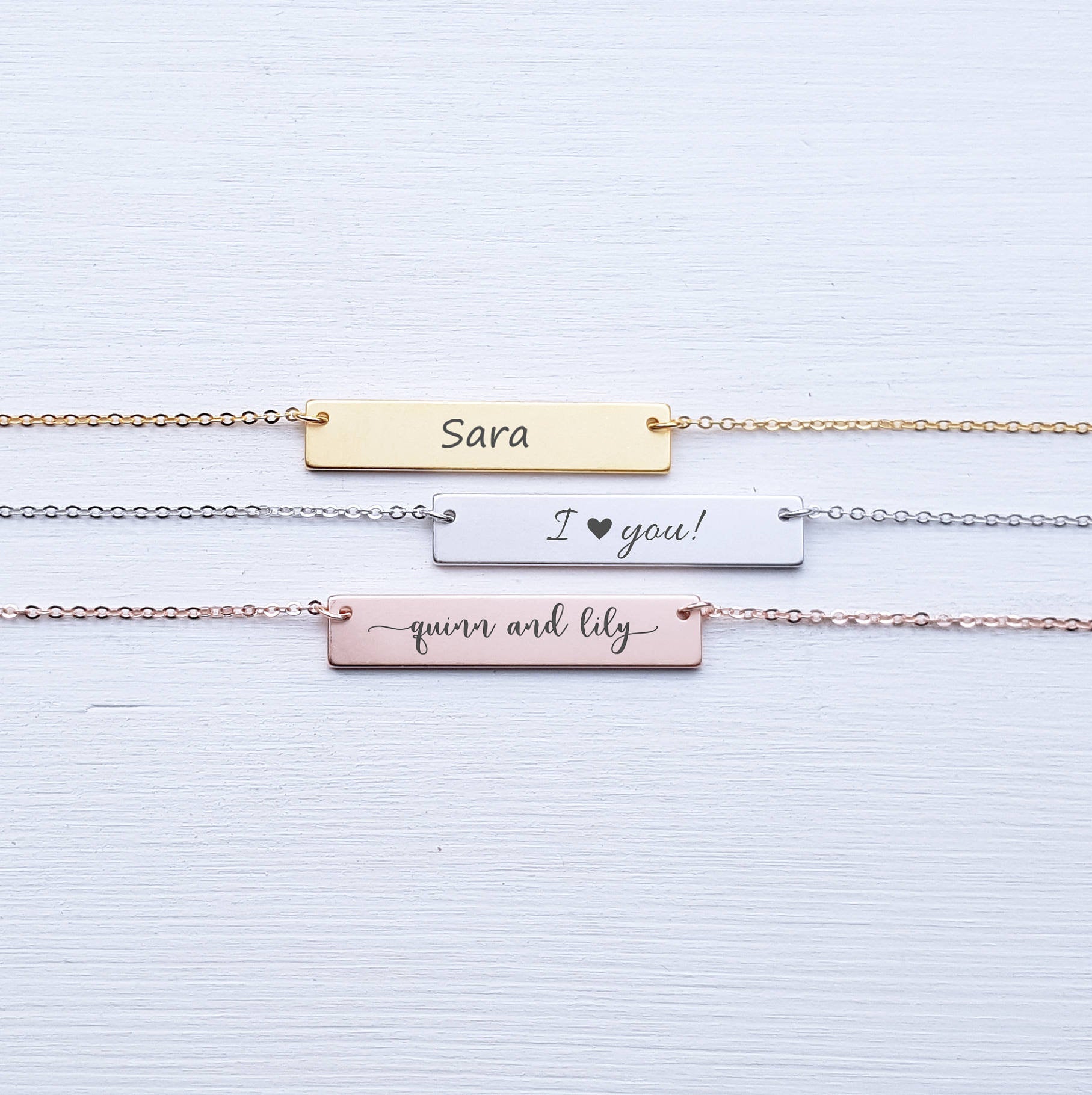Name Necklace, Rose Gold, Sterling Silver, Initials, Personalized Jewelry, Girlfriend Gift, For Wife, For Mother, For Child, SEGC10007